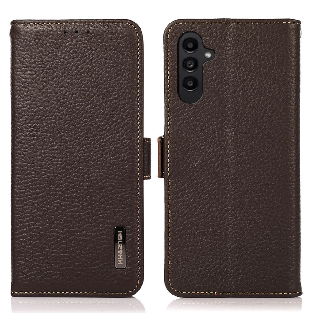 KHAZNEH For Samsung Galaxy A55 5G Case Wallet with RFID Blocking Genuine Cow Leather Cover