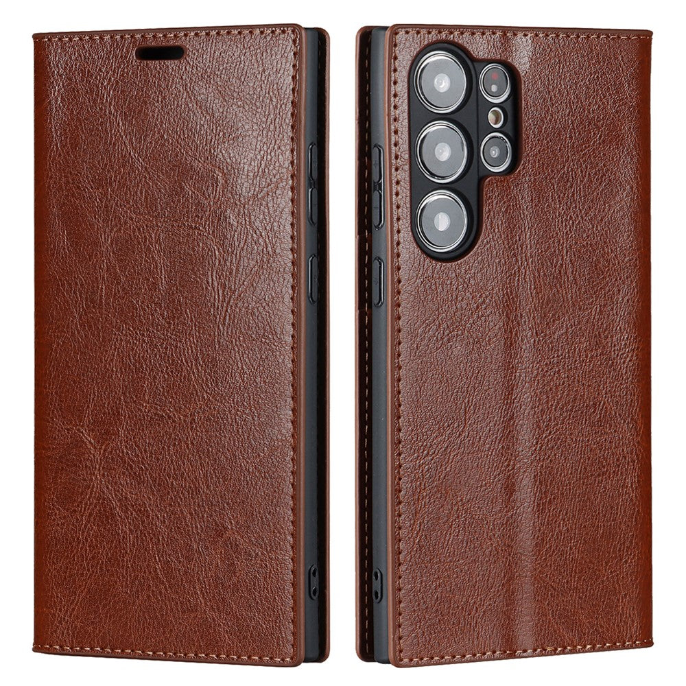 For Samsung Galaxy S23 Ultra Case Crazy Horse Texture Split Leather Wallet Cover