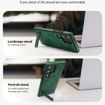 For Samsung Galaxy S24 Ultra Magnetic Case with Folded Kickstand PC Silicone Leather Phone Back Cover