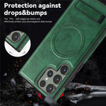 For Samsung Galaxy S24 Ultra Magnetic Case with Folded Kickstand PC Silicone Leather Phone Back Cover