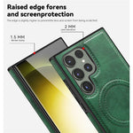 For Samsung Galaxy S24 Ultra Magnetic Case with Folded Kickstand PC Silicone Leather Phone Back Cover