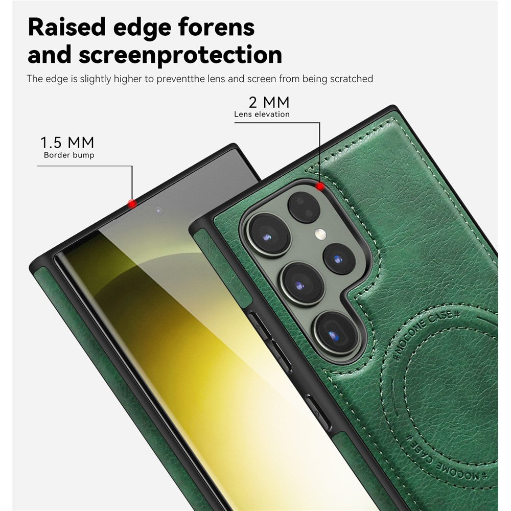 For Samsung Galaxy S24 Ultra Magnetic Case with Folded Kickstand PC Silicone Leather Phone Back Cover