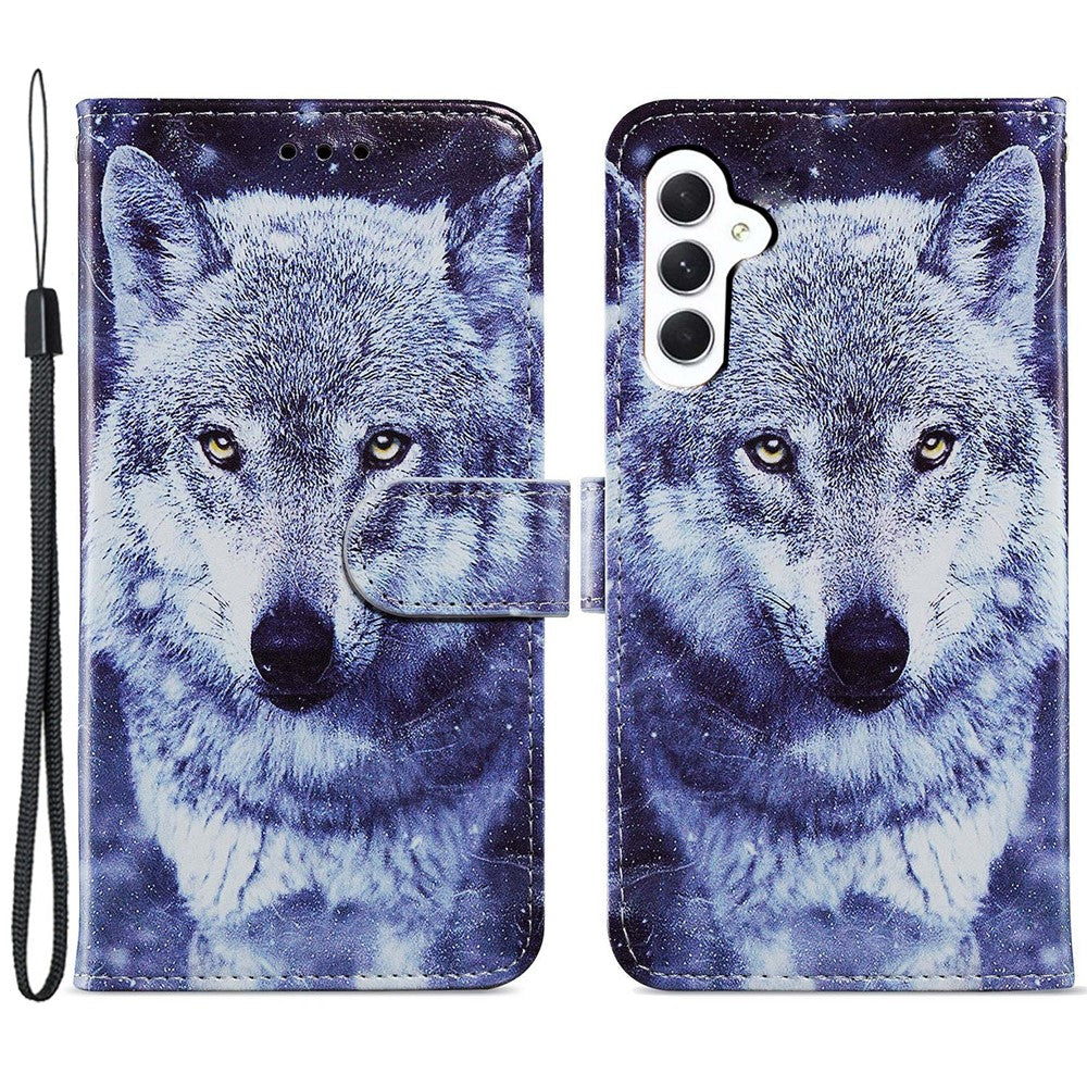 Samsung Galaxy A55 5G Mobilskal PU Läder Mönster Tryck Plånboksfodral