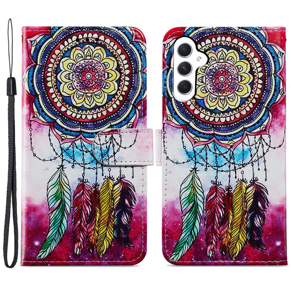 Samsung Galaxy A55 5G Mobilskal PU Läder Mönster Tryck Plånboksfodral