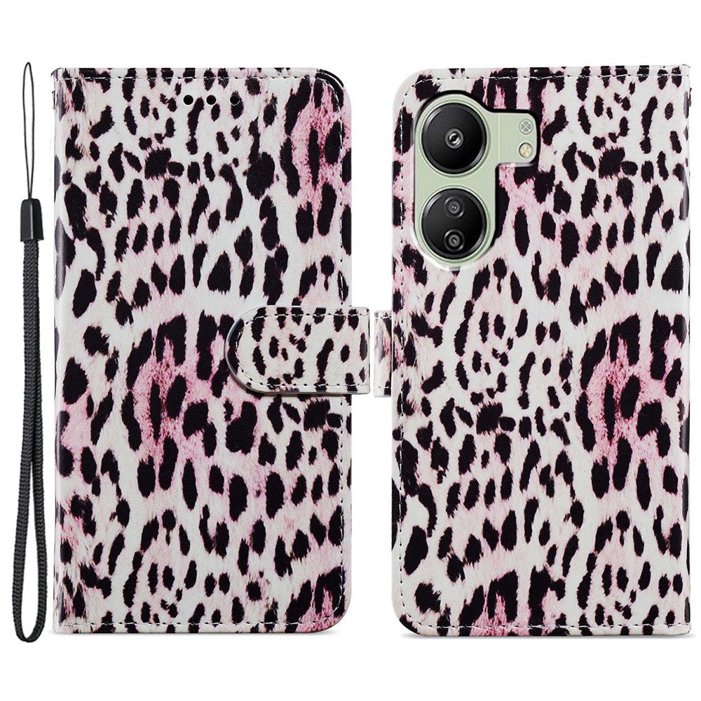 For Xiaomi Redmi 13C 4G / Poco C65 4G Case Leather Pattern Printing Stand Protective Cover