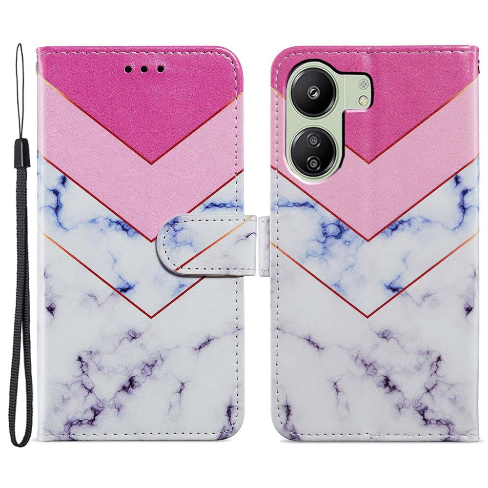 For Xiaomi Redmi 13C 4G / Poco C65 4G Case Leather Pattern Printing Stand Protective Cover
