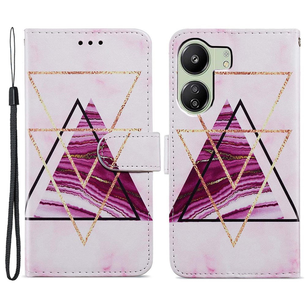 For Xiaomi Redmi 13C 4G / Poco C65 4G Case Leather Pattern Printing Stand Protective Cover