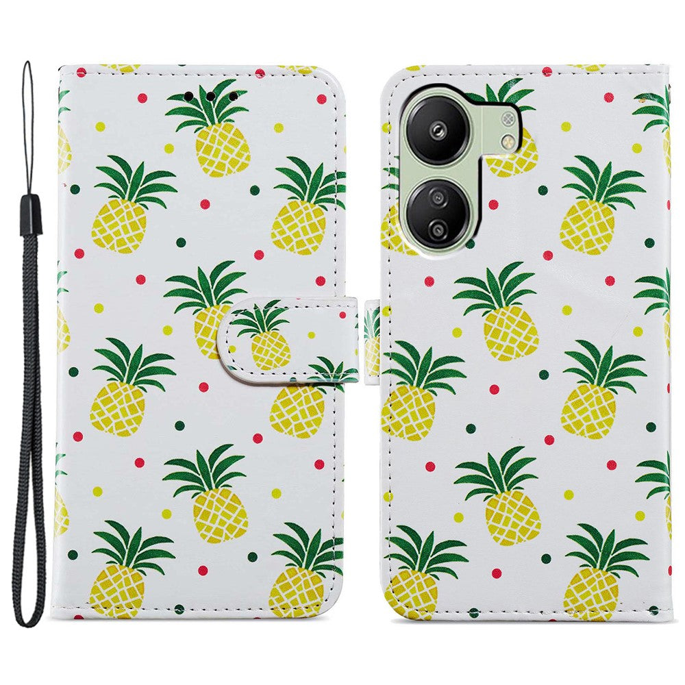 For Xiaomi Redmi 13C 4G / Poco C65 4G Case Leather Pattern Printing Stand Protective Cover