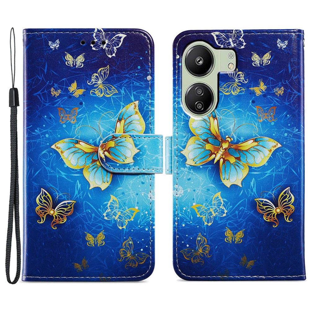 For Xiaomi Redmi 13C 4G / Poco C65 4G Case Leather Pattern Printing Stand Protective Cover