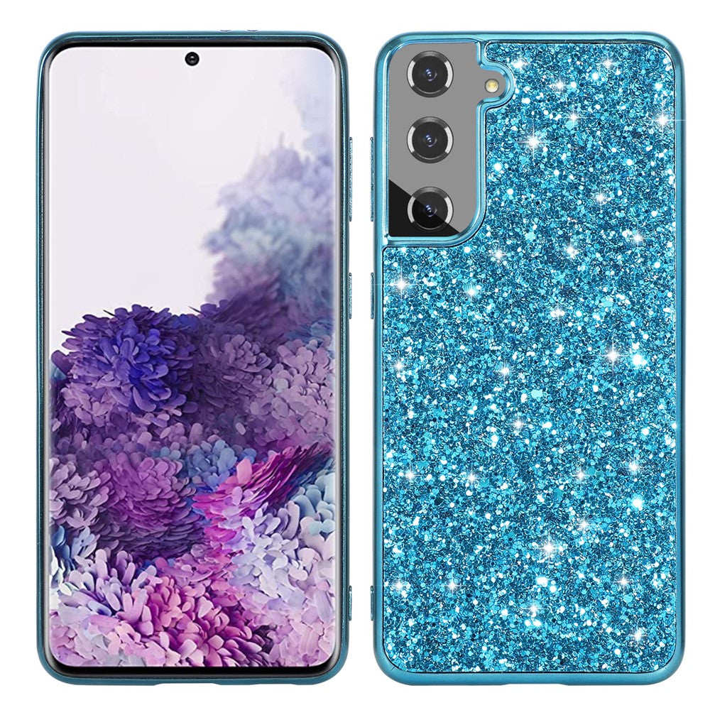 For Samsung Galaxy S24+ Case Glittering Sequins TPU Frame + PC Back Phone Cover