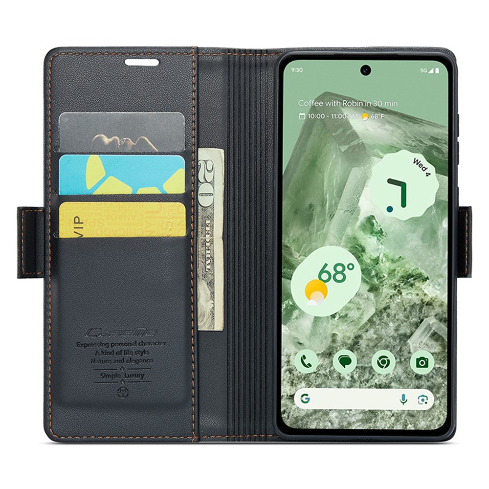 CASEME 023 Google Pixel 8a Läderfodral RFID - Svart