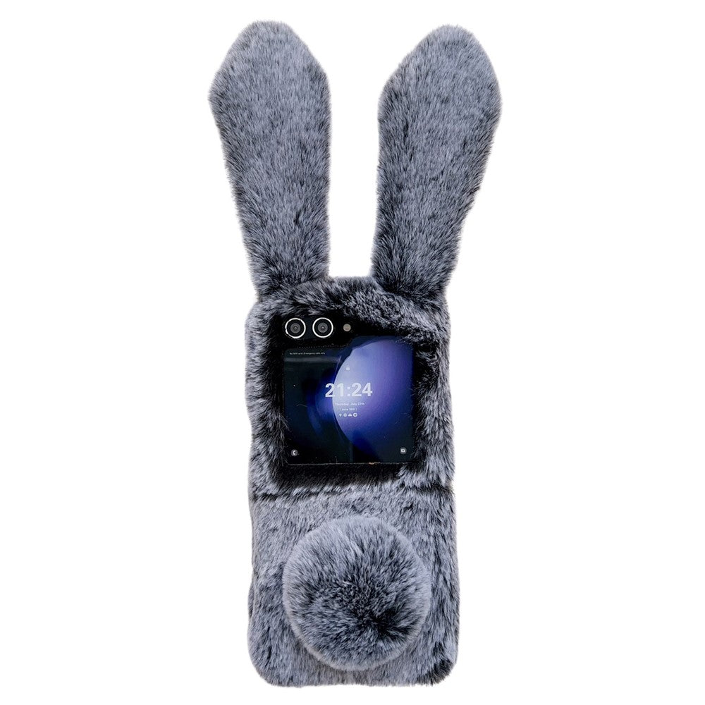 Til Samsung Galaxy Z Flip5 5G Mobiltelefonetui Plysset Sød 3D Kaninører Blød TPU Beskyttelsescover