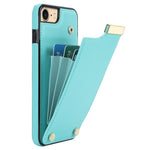 For iPhone SE (2022) / SE (2020) / iPhone 7 / 8 4.7 inch Cell Phone Case TPU+Leather Metal Decor Card Holder Cover