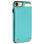 For iPhone SE (2022) / SE (2020) / iPhone 7 / 8 4.7 inch Cell Phone Case TPU+Leather Metal Decor Card Holder Cover