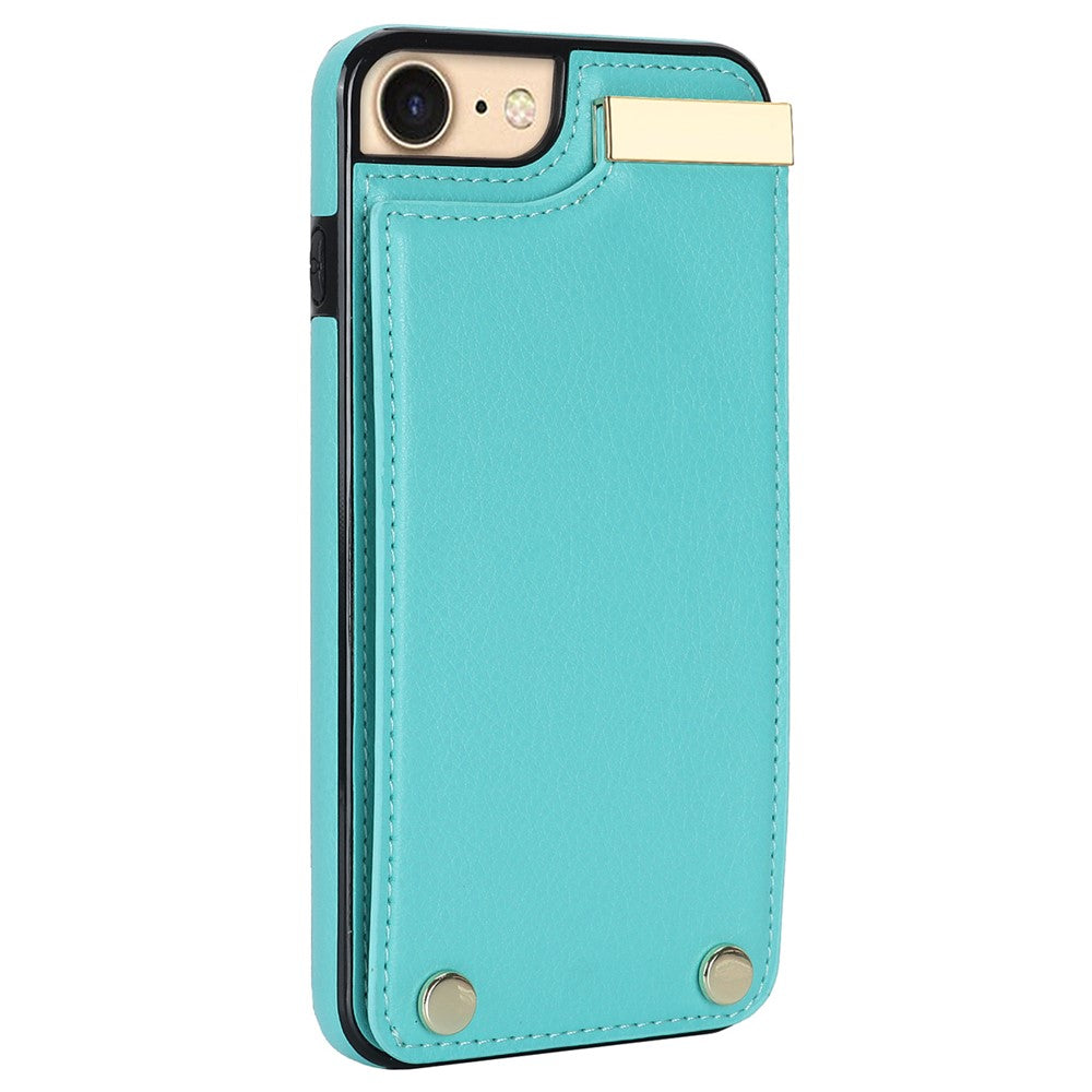 For iPhone SE (2022) / SE (2020) / iPhone 7 / 8 4.7 inch Cell Phone Case TPU+Leather Metal Decor Card Holder Cover