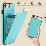 For iPhone SE (2022) / SE (2020) / iPhone 7 / 8 4.7 inch Cell Phone Case TPU+Leather Metal Decor Card Holder Cover