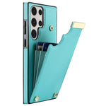 For Samsung Galaxy S23 Ultra Cell Phone Case TPU+PU Leather Hardware Decor Card Holder Back Cover