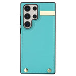 For Samsung Galaxy S23 Ultra Cell Phone Case TPU+PU Leather Hardware Decor Card Holder Back Cover