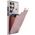 For Samsung Galaxy S23 Ultra Cell Phone Case TPU+PU Leather Hardware Decor Card Holder Back Cover