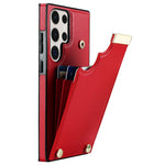For Samsung Galaxy S23 Ultra Cell Phone Case TPU+PU Leather Hardware Decor Card Holder Back Cover