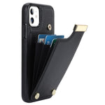 For iPhone 11 Cover TPU+PU Leather Metal Decor Shockproof Cell Phone Case with Card Holder