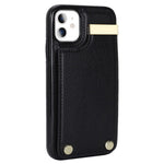 For iPhone 11 Cover TPU+PU Leather Metal Decor Shockproof Cell Phone Case with Card Holder
