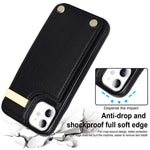 For iPhone 11 Cover TPU+PU Leather Metal Decor Shockproof Cell Phone Case with Card Holder