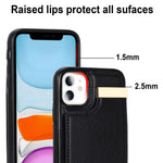 For iPhone 11 Cover TPU+PU Leather Metal Decor Shockproof Cell Phone Case with Card Holder