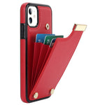 For iPhone 11 Cover TPU+PU Leather Metal Decor Shockproof Cell Phone Case with Card Holder
