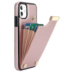 For iPhone 11 Cover TPU+PU Leather Metal Decor Shockproof Cell Phone Case with Card Holder