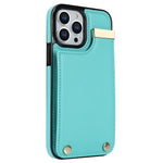 For iPhone 15 Pro Max Case TPU+PU Leather+Metal Hardware Phone Cover with Card Holder