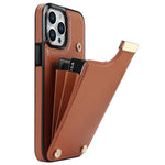 For iPhone 15 Pro Max Case TPU+PU Leather+Metal Hardware Phone Cover with Card Holder