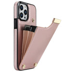 For iPhone 15 Pro Max Case TPU+PU Leather+Metal Hardware Phone Cover with Card Holder