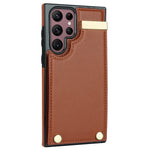 For Samsung Galaxy S24 Ultra Cover Hardware Decor TPU+PU Leather Card Bag Cell Phone Case