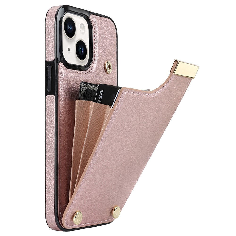 Til iPhone 14 Plus Cover TPU+PU Læder+Metal Mobiltelefon Cover med Kortlomme