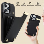 Til iPhone 15 Pro Mobilcover TPU+PU Læder+Metal Telefoncover med Kortholder