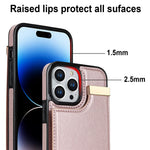 For iPhone 14 Pro Max Phone Case Card Holder TPU+PU Leather+Metal Hardware Phone Cover