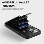 Til iPhone 14 Pro etui TPU+PU læder+metal mobilcover med kortholder