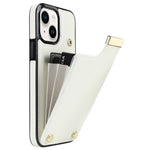 For iPhone 15 Plus Anti-Shock Case TPU+PU Leather+Metal Phone Cover with Card Holder