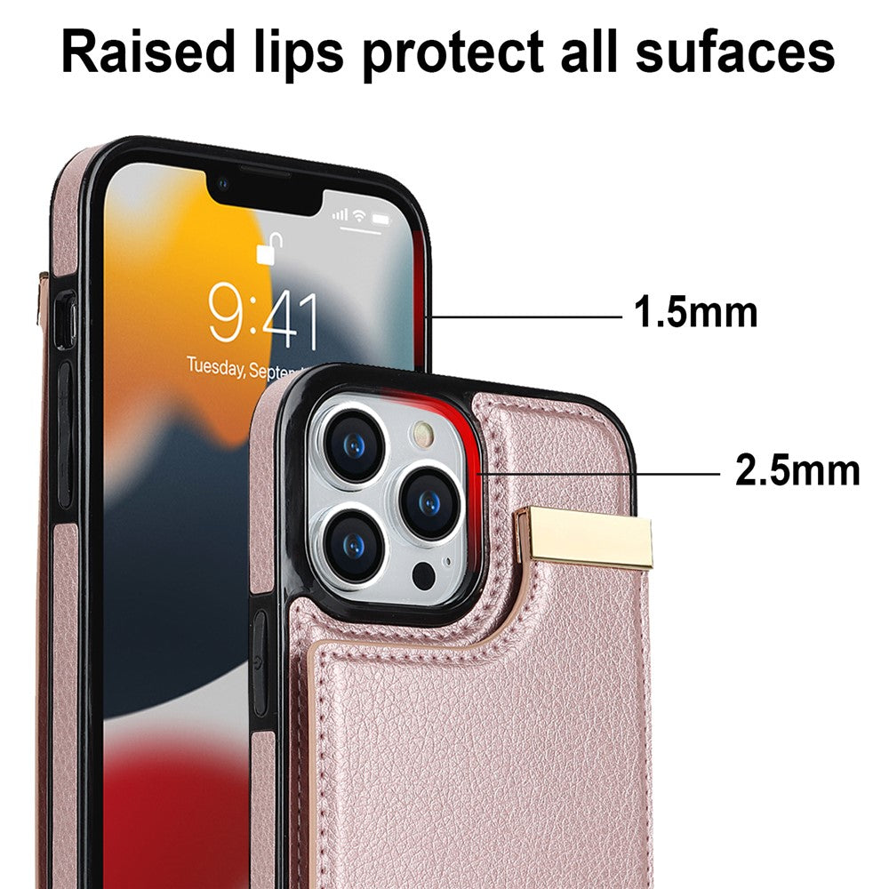 Til iPhone 13 Pro Max cover Mobilcover TPU+PU Læder+Metalskal med kortholder