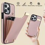 Til iPhone 13 Pro Max cover Mobilcover TPU+PU Læder+Metalskal med kortholder