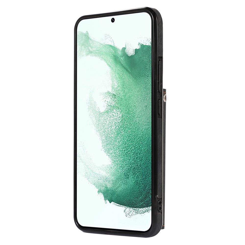For Samsung Galaxy S21+ 5G Case PU+TPU Card Bag Cell Phone Case with 2 Straps