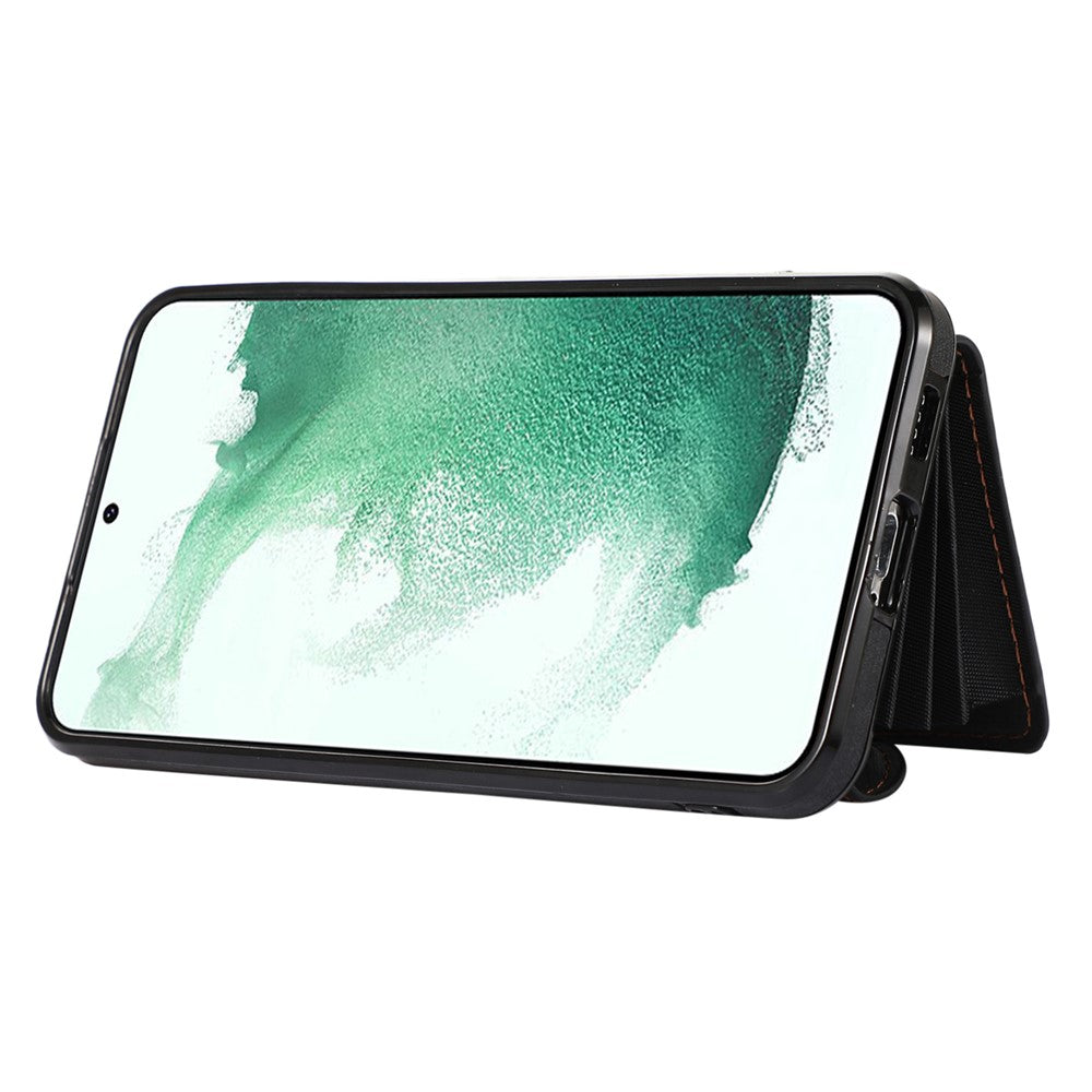For Samsung Galaxy S21+ 5G Case PU+TPU Card Bag Cell Phone Case with 2 Straps