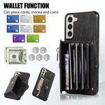 For Samsung Galaxy S21+ 5G Case PU+TPU Card Bag Cell Phone Case with 2 Straps