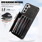 For Samsung Galaxy S21+ 5G Case PU+TPU Card Bag Cell Phone Case with 2 Straps