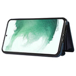 For Samsung Galaxy S21 5G Shockproof Case PU+TPU Card Bag Cell Phone Case with 2 Straps