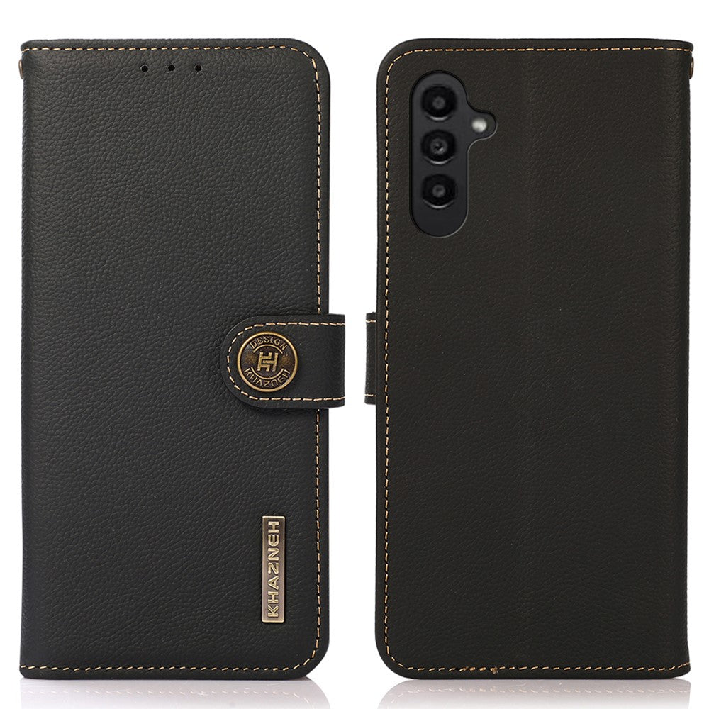 KHAZNEH Til Samsung Galaxy A55 5G Etui Ægte Koskind+TPU RFID Blokerende Pung Cover