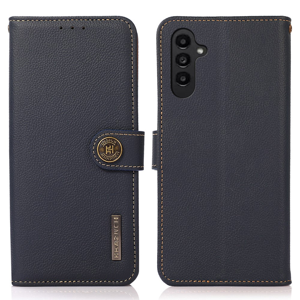 KHAZNEH Til Samsung Galaxy A55 5G Etui Ægte Koskind+TPU RFID Blokerende Pung Cover