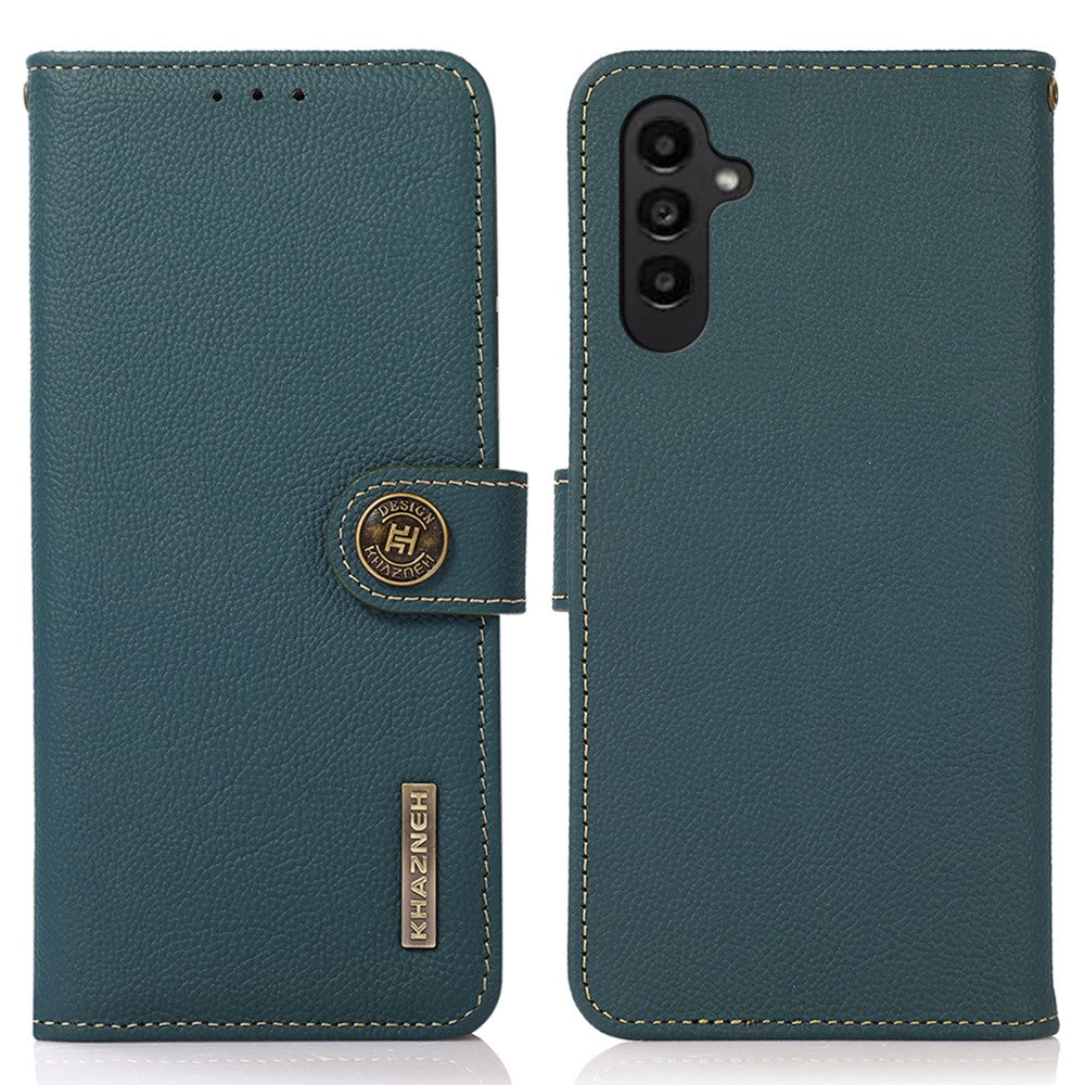 KHAZNEH Til Samsung Galaxy A55 5G Etui Ægte Koskind+TPU RFID Blokerende Pung Cover