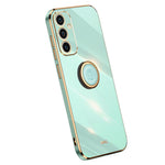 XINLI For Samsung Galaxy A35 5G Phone Case with Kickstand Plating Gold Edge Soft TPU Cover